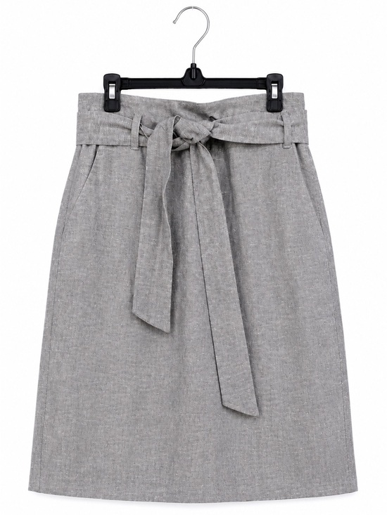 Ann Taylor Dresses & Skirts - Ann Taylor Petite Linen Cotton Pencil Skirt Blue Size 2P Tie Waist